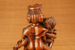 antique chinese old boxwood Buddha evil love girl statue figure netsuke deco 8