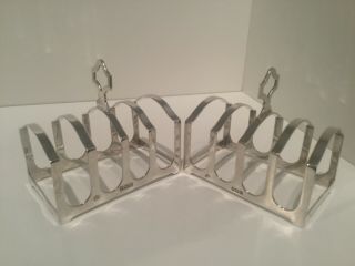 Cased Pair 2 Solid Sterlng Silver Toast Racks Birmingham 2