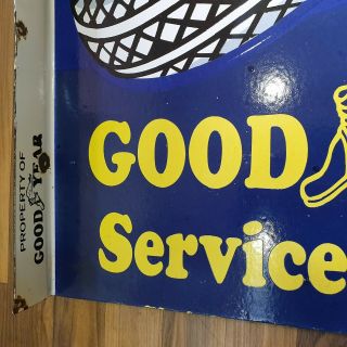 GOODYEAR SERVICE STATION 2 SIDED VINTAGE PORCELAIN SIGN 24 X 36 INCHES FLANGE 4