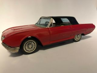 Vintage Nk Toys Tin Litho 1962 Ford Thunderbird Friction Red & Black Top