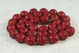 VTG Chinese Carvd Cinnabar Beads Necklace 5