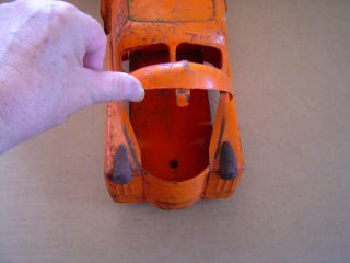 Vintage Structo Toys Flatbed Wrecker Tow Truck Orange Metal Pressed Steel 8