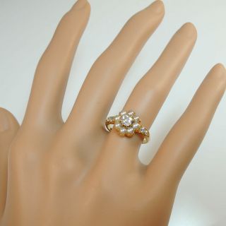Victorian / Edwardian 18ct Gold diamond & Pearl Ring 9