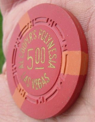 1951 vintage $5 CASINO CHIP poker AL COOPER ' S POLYNESIA gambling LAS VEGAS NV us 4