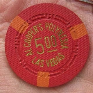 1951 vintage $5 CASINO CHIP poker AL COOPER ' S POLYNESIA gambling LAS VEGAS NV us 5