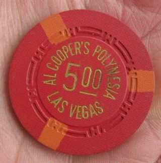 1951 vintage $5 CASINO CHIP poker AL COOPER ' S POLYNESIA gambling LAS VEGAS NV us 6