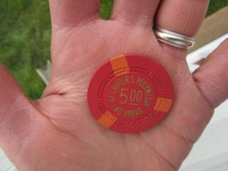 1951 vintage $5 CASINO CHIP poker AL COOPER ' S POLYNESIA gambling LAS VEGAS NV us 9