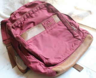 Vintage Ll Bean Burgundy Leather Bottom Backpack