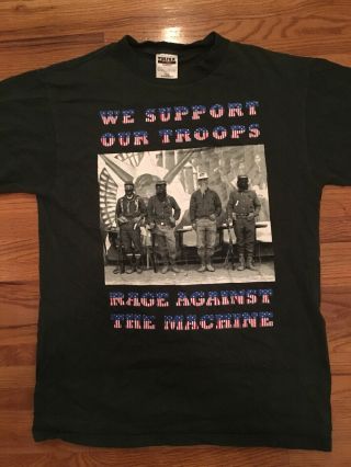Vintage Rage Against The Machine Support Our Troops T Shirt Mens Size Large
