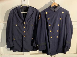 Vintage A.  Lapolla Heavy Wool Nypd Reefer Coat Jacket And Shirt,  Choker Collar