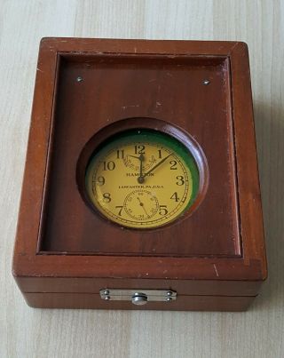 Vintage 1942 Ww2 U.  S Naval Hamilton Deck Clock / Chronometer Watch & Box