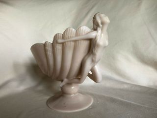 Vintage Cambridge Crown Tuscan Pink Glass Nude Shell Centerpiece Fruit Bowl