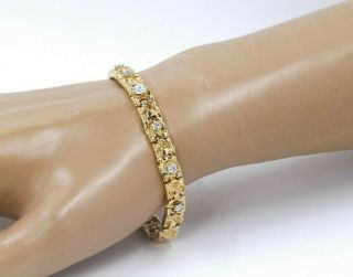 Vintage 14k Yellow Gold Diamond Bracelet,  Nugget Style,  21.  9 Grams 1.  17ct (130)