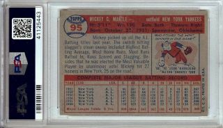 Mickey Mantle 1957 Topps Vintage Baseball Card Graded PSA EX - MT 6 Yankees 95 2