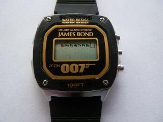 VINTAGE COLLECTABLE 1980 ' S JAMES BOND 007 MELODY LCD ZEON WATCH,  NOT WORN,  NOS 4