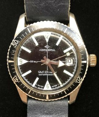 Vtg Continental Gulf Stream Diver Military Atylw Swiss Watch Men’s Day Automatic