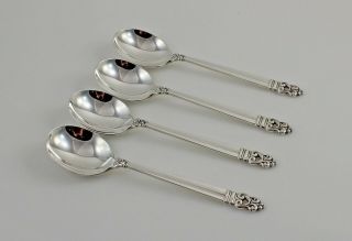 International Royal Danish Sterling Silver Cream Soup Spoons - 6 1/2 " - Set Of 4