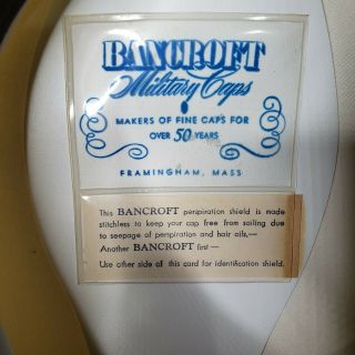 Vintage Bancroft Military Caps USN US NAVY Officer Admiral Hat Cap 7 3/8 Rare 7