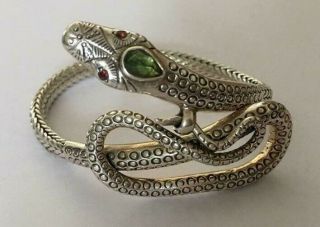 Vintage Snake Bracelet,  Sterling Silver,  Peridot Snake,  Vintage Snake Jewellery