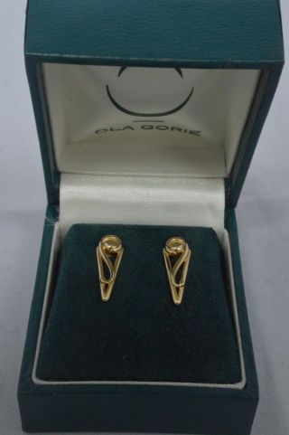 Vintage 9 carat gold Scottish Ola Gorie Art Deco Style Earrings 2