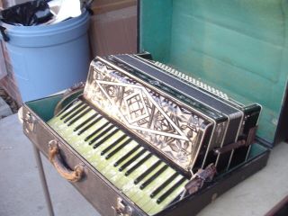 Vintage Ballarini Piano Accordion Made In Italy W Geib Chicago Hard Case