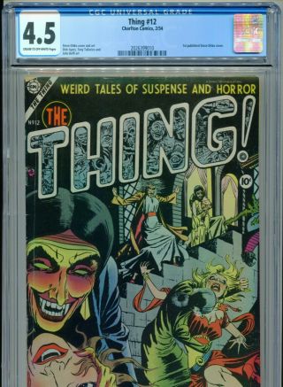 1954 Charlton Thing 12 1st Steve Ditko Work In Comics Cgc 4.  5 Cr - Ow Rare Box3