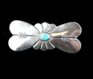 Vintage Native Old Pawn Navajo Sterling Silver Concho Turquoise Brooch Pin