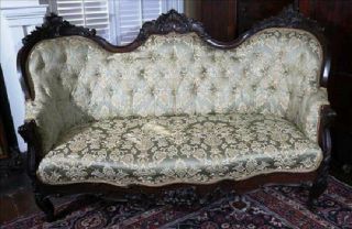 Victorian Rosewood Rococo Hand Carved Sofa Belter Style