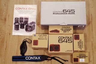 Collectible Rare As Nib Contax 645 Kit W/ Zeiss Planar T 80mm F/2 80/2