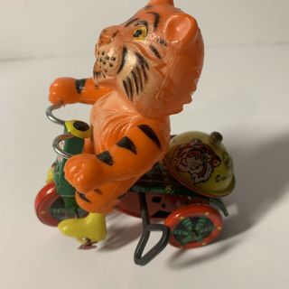 Vintage Marx Toy Tin Wind Up Esso/ Tiger Riding A Tricycle.  Japan