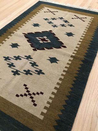 Vintage Tribal Veg Dye Hand - Made Kilim Area Rug 3.  2x4.  10—navajo Design