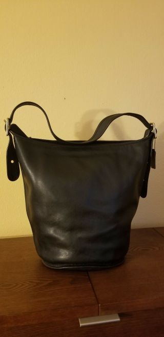 Coach Vintage Black Leather Duffle Sac Bucket Bag