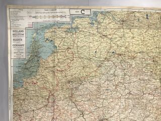 1943 Silk Cloth Escape Map C & D Area of WW2 Era Europe Germany France Vintage 2