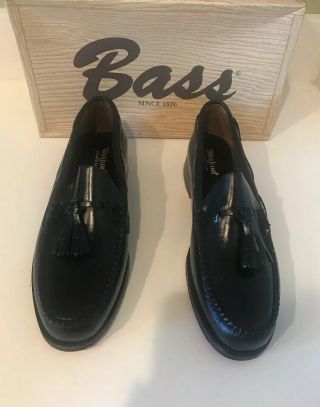 G.  H.  Bass & Co.  Weejuns Mens Leather Shoe Vtg Black Loafer W/box 9.  5b Rare
