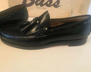 G.  H.  BASS & CO.  Weejuns Mens Leather Shoe VTG Black Loafer W/Box 9.  5B Rare 3