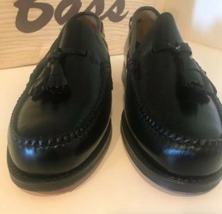G.  H.  BASS & CO.  Weejuns Mens Leather Shoe VTG Black Loafer W/Box 9.  5B Rare 6