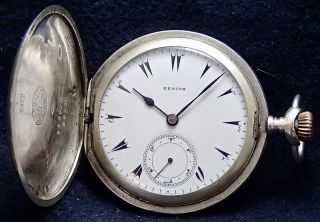 Zenith Ottoman Empire Solid Silver Hunter Pocket Watch Circa 1900