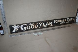 Rare Vintage 54 " Good Year Rubber Tires Akron Ohio Painted Metal Sign Agency