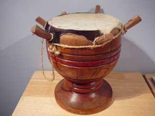 Vintage Handmade Djembe Bongo Percussion Hand Drum