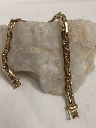 14k Italy Yellow Gold Vintage Fancy Link Chain Bracelet 8.  Inches