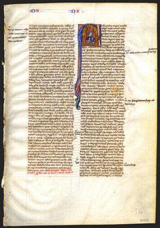 1240 Illuminated Medieval Bible Leaf Exquisite Miniature Daniel In Lion 
