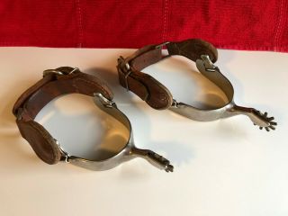 Vintage Stainless Steel Roy Western Spurs With Leather