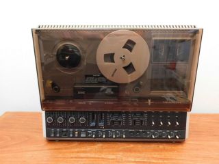 Philips N4506 Model Vintage Reel To Reel Tape Deck w/ Cover & Take - Up 2