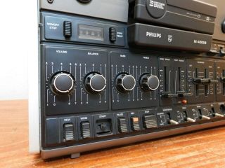 Philips N4506 Model Vintage Reel To Reel Tape Deck w/ Cover & Take - Up 5