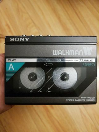 Sony Walkman Wm_w800 Twin Rare Vintage Stereo Audio Cassette Recorder,