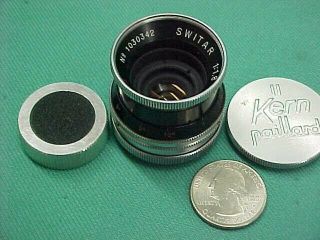 Vintage Kern Paillard Switar 16mm H16 Rx 1:1,  8 Camera Lens Bolex Switzerland