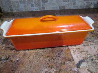 Vintage Le Creuset Cast Iron Enamel Flame Orange Pate Terrine Pan Loaf Pan Euc