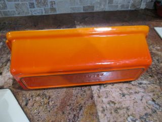 VINTAGE LE CREUSET CAST IRON ENAMEL FLAME ORANGE PATE TERRINE PAN LOAF PAN EUC 4