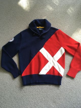 Vintage Rare Polo Ralph Lauren Rugby Sailing Yacht Club Knit Sweater Size Large