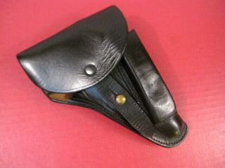 Wwii Era Czech German Military Brown Leather Holster For Cz - 27 Pistol - Xlnt